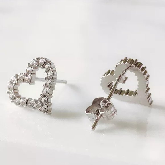 Love Heart Silver Australian Crystal Stud Earrings Valentine's‎ Day Jewelry - Picture 8 of 10